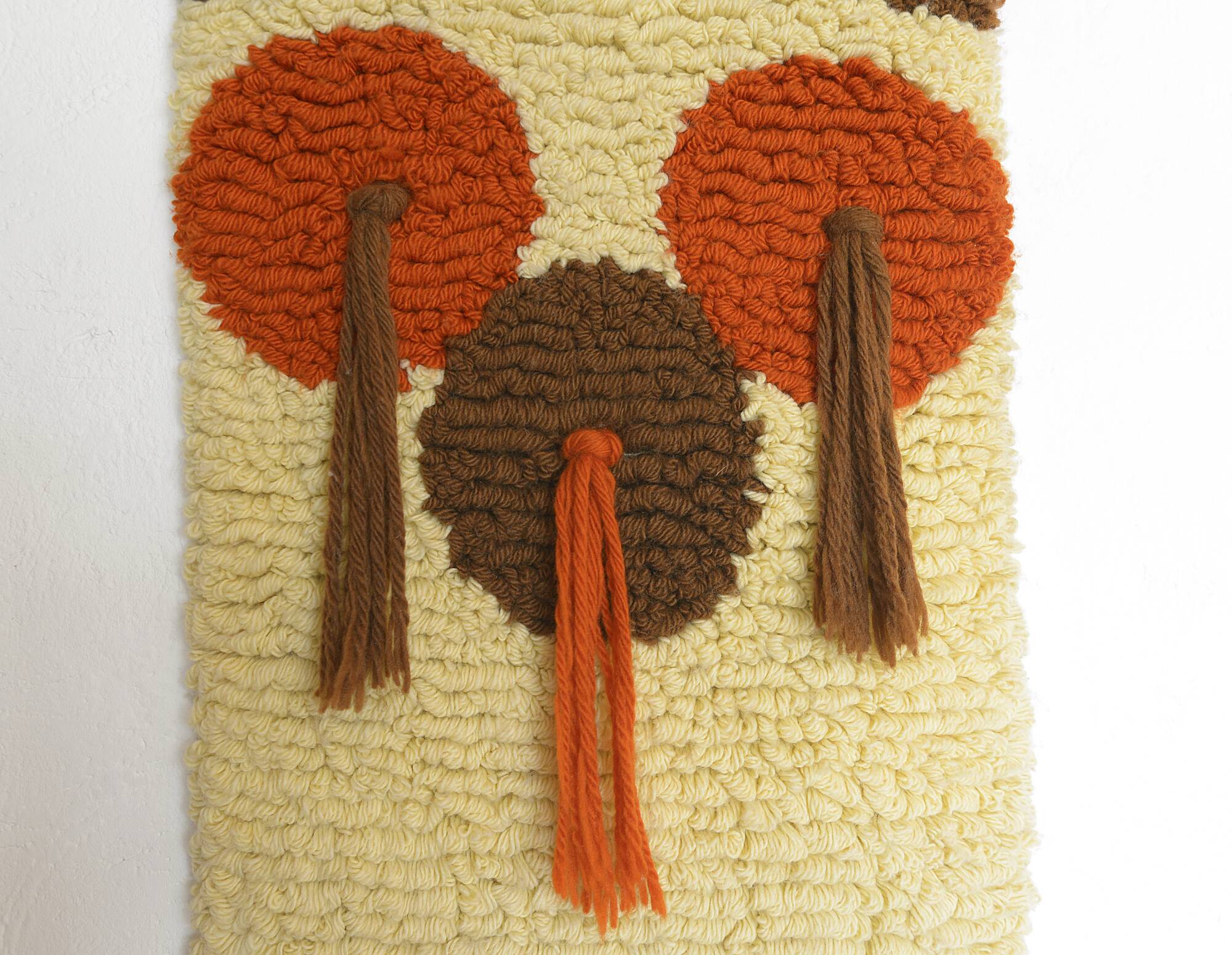 Grande tapisserie murale vintage faite à la main, décoration bohème pour la maison, Yougoslavie, années 70