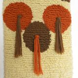 Grande tapisserie murale vintage faite à la main, décoration bohème pour la maison, Yougoslavie, années 70