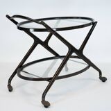 Ebonized Wood and Glass Bar Cart by Cesare Lacca, Italy 1950s