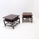Pair of vintage pagoda tables in faux bamboo with chevron pattern - Maitland & Clasco