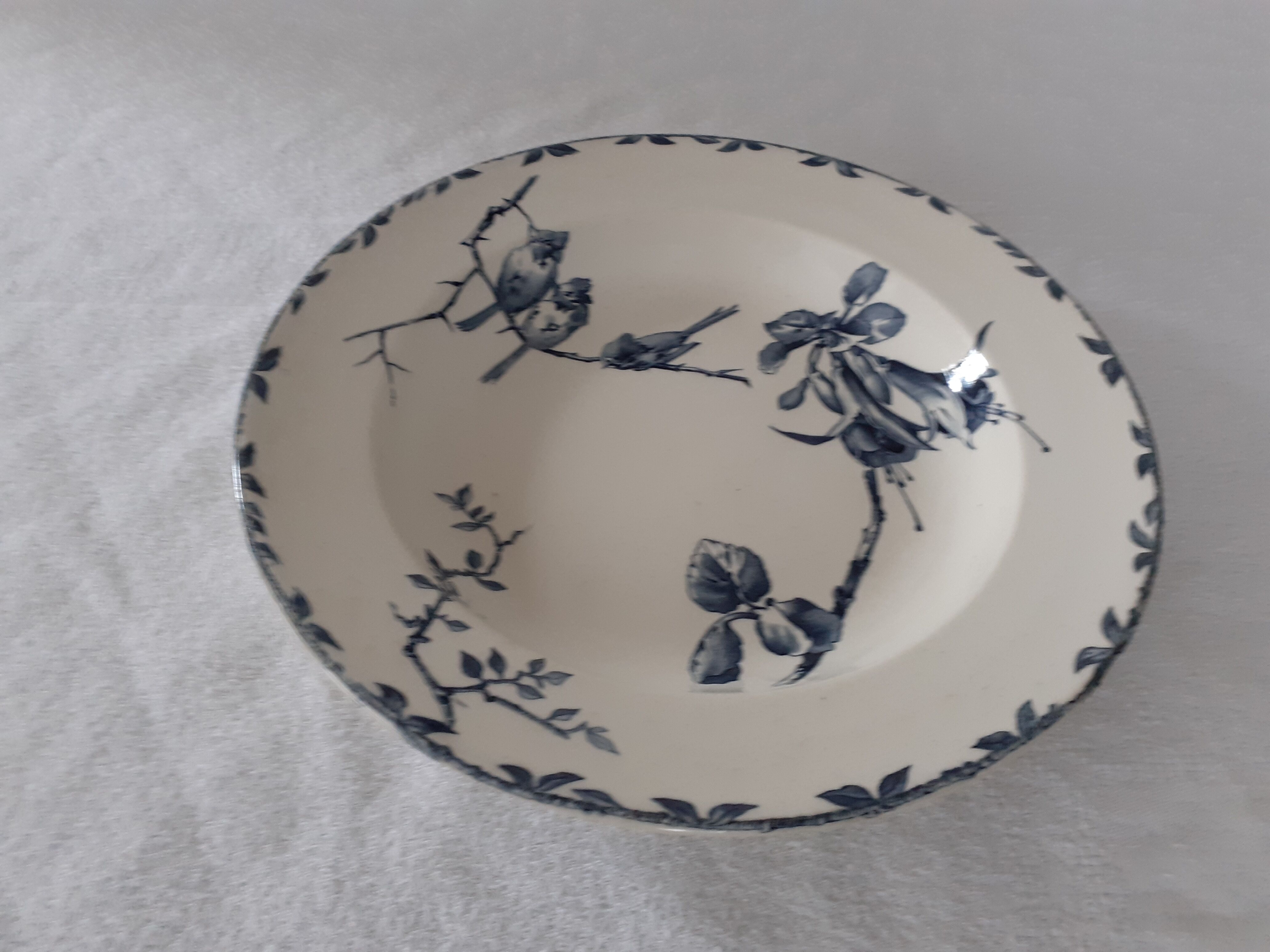 Assiette faience ancienne H B & Cie choisy le roy modèle Oxford décor oiseau  bleu