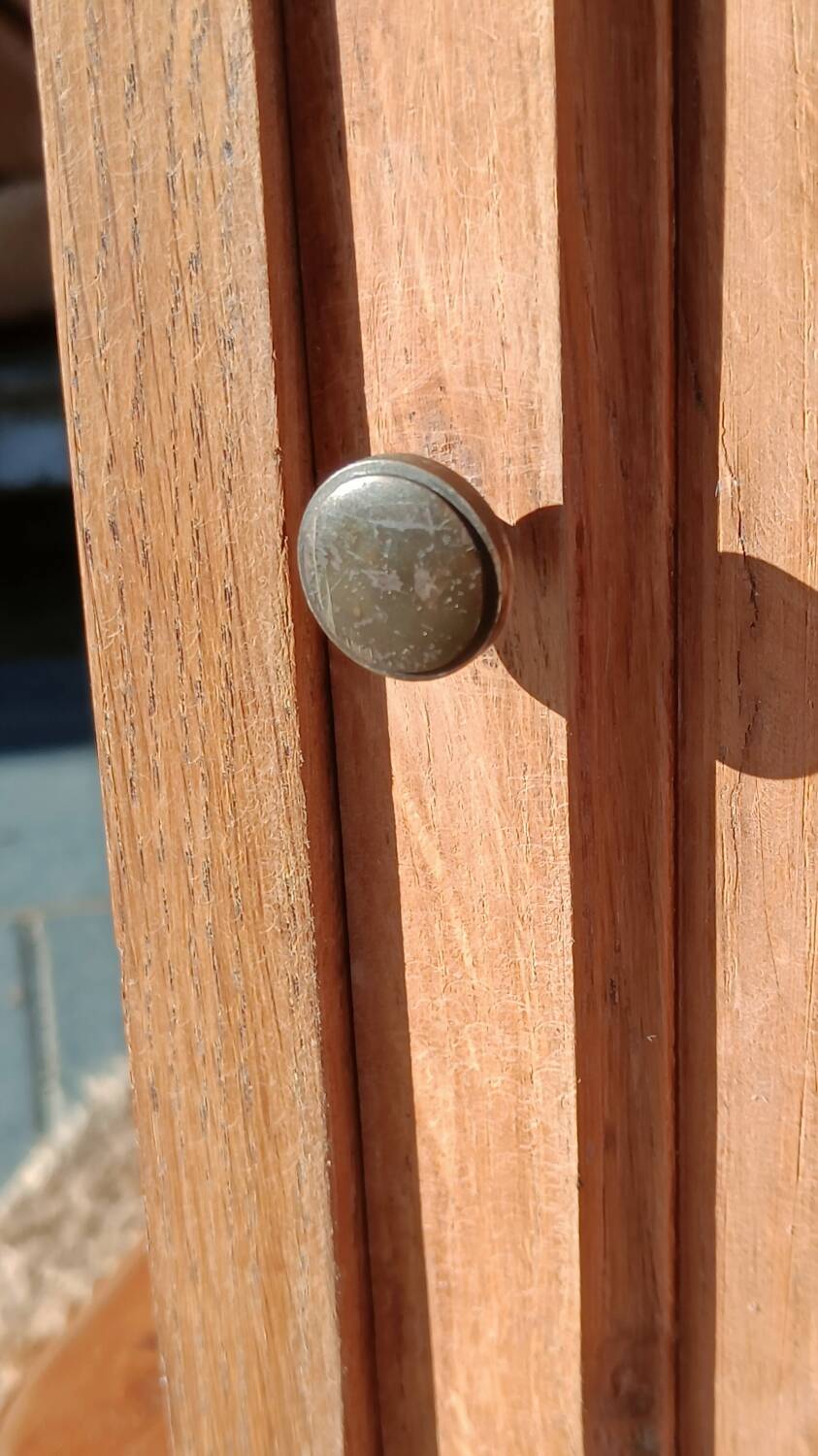 Art Deco bedside table in raw wood