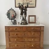Sandblasted chest of drawers with white marble top