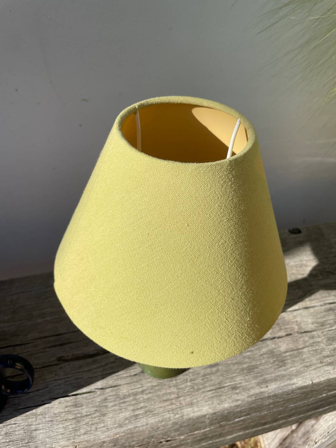 Italian green turned wood lamp, 1980