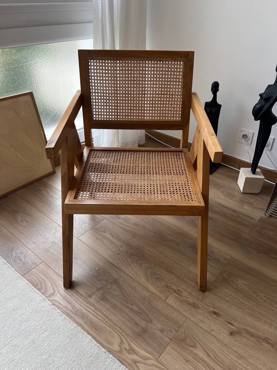 Fauteuil en bois et cannage