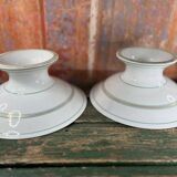 Paire de 2 compotiers en porcelaine blanche et vert