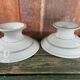 Pair of 2 white and green porcelain compote bowls