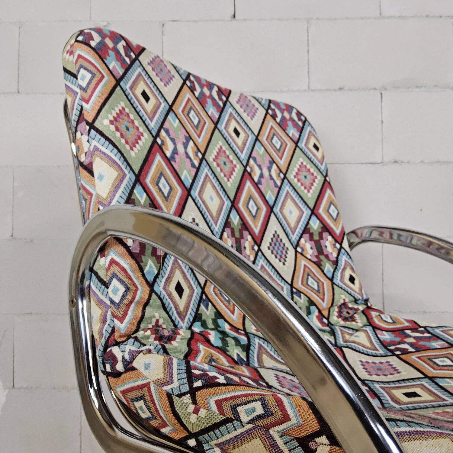 Vintage Gastone Rinaldi chrome & smoked glass dining table + chairs