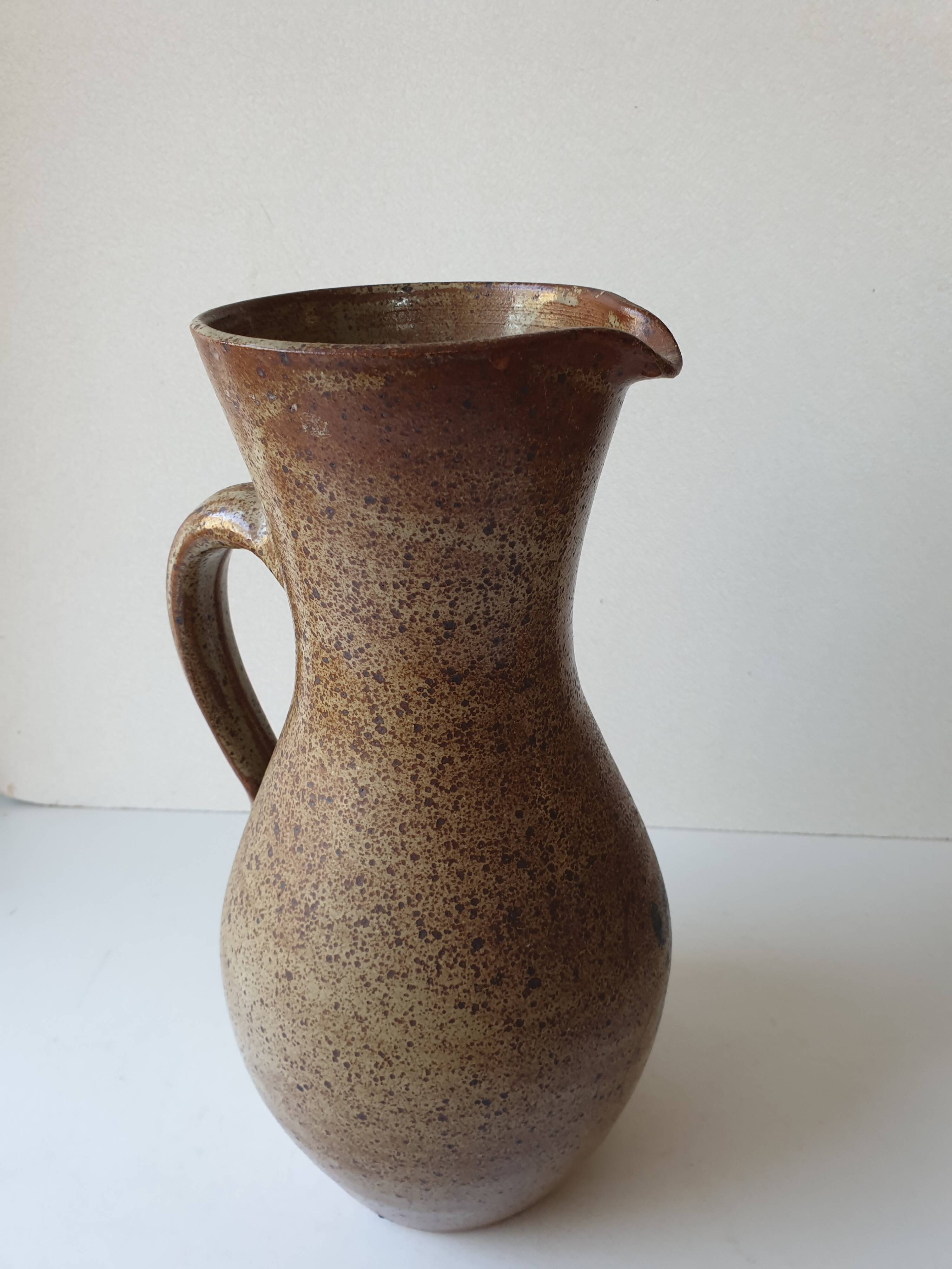 Large glazed stoneware ceramic pitcher Le refuge - 29cm