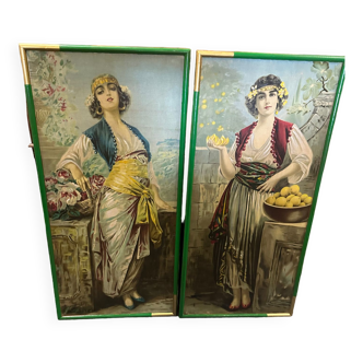 2 huiles sur panneaux art nouveau