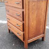 Art Deco chest of drawers in gilded oak.