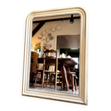 Classic mirror in carved and ecru beaded wood
