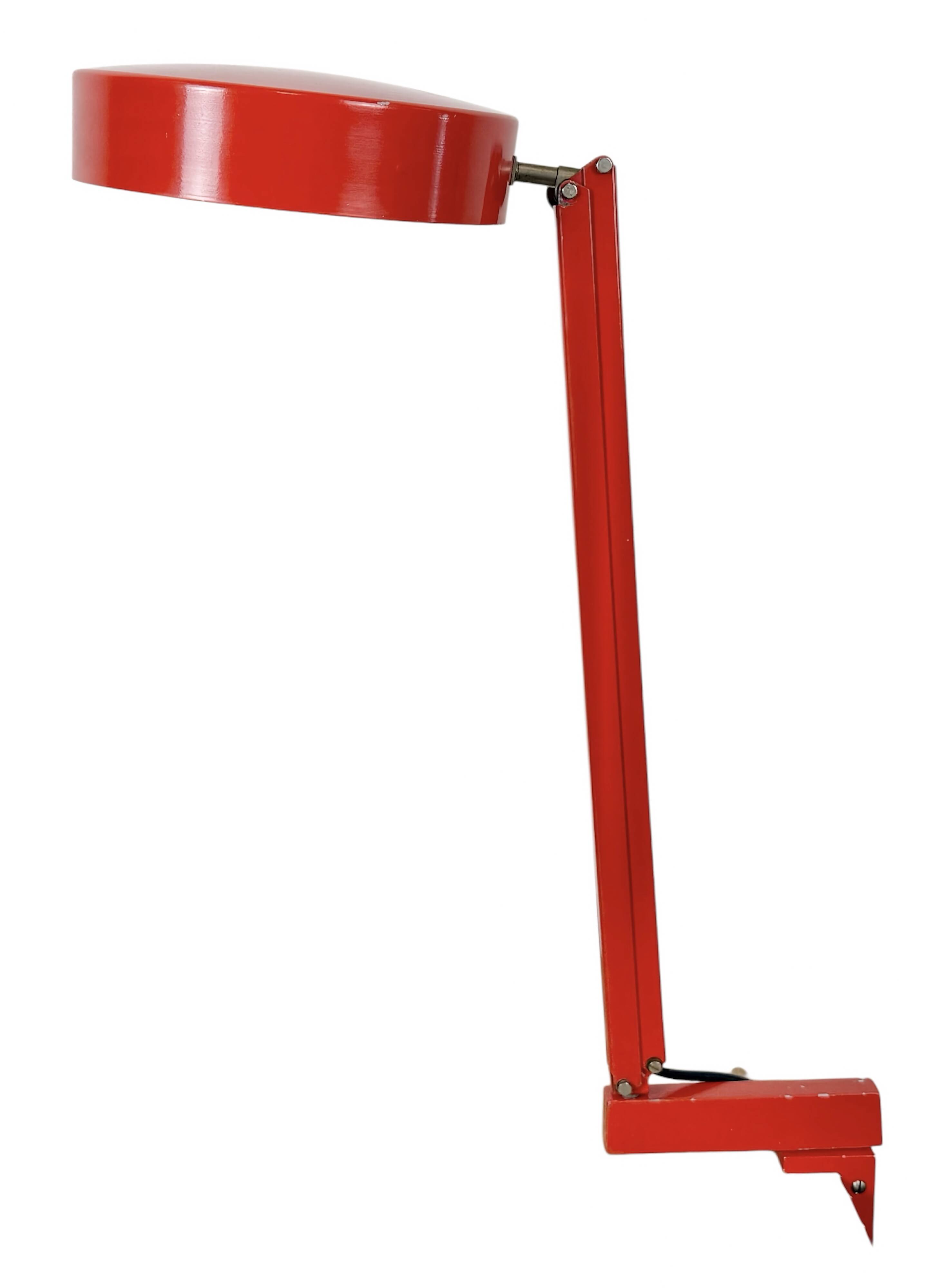 Vintage Red Adjustable Table Lamp, 1970s