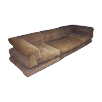 Vintage sofa in modular golden velvet Mah Jong 70s Hans Hopfer for Roche Bobois