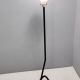 Floor Lamp with Vintage Encased Glass Shade with Red Geometrical Motifs, Italy