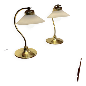 Paire de lampes verre et métal Design scandinave 1960.