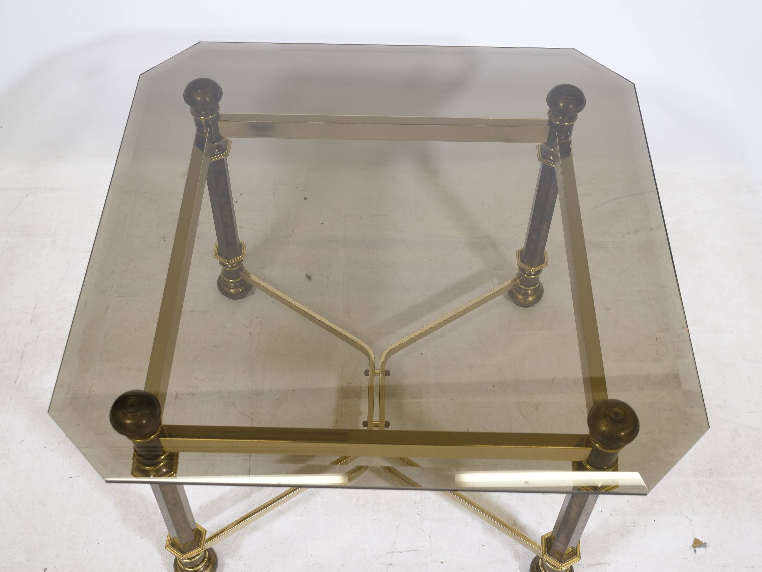 Hollywood Regency Brass and Smoked Glass Coffee Table, 1970
