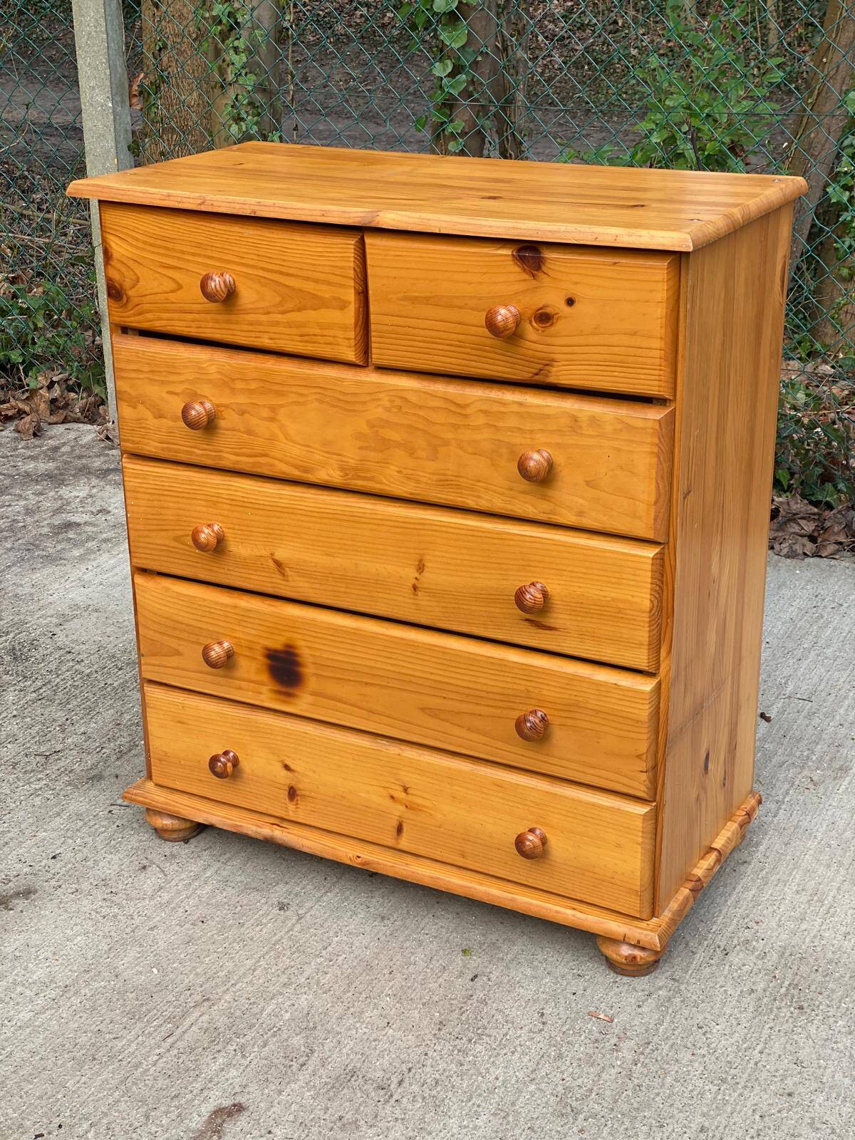 Commode 6 tiroirs en pin massif