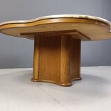 Travertine and wood coffee table, 1960s