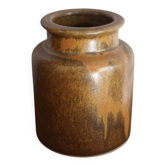 Vintage Brown Marbled Stoneware Vase Pot