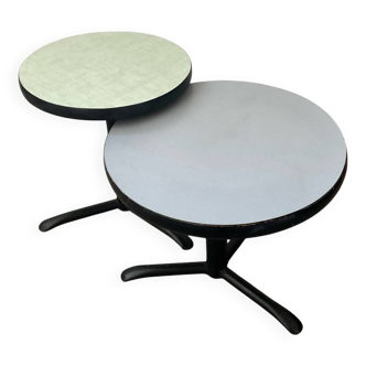 2 guéridons vintage en métal et formica