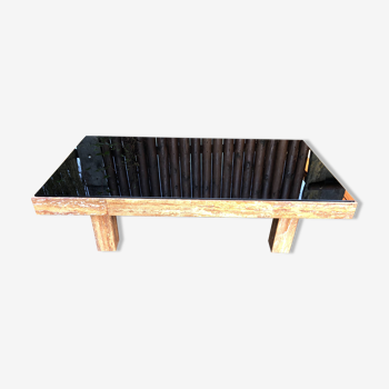 Vintage marble and smoked glass coffee table.