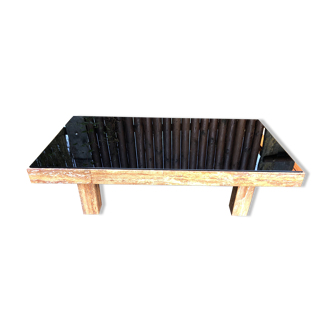 Vintage marble and smoked glass coffee table.