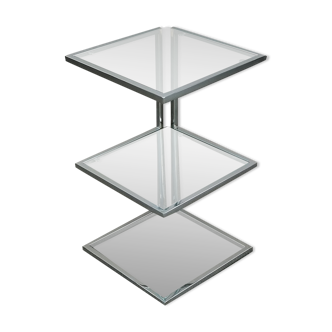 Piece of chrome sofa 2 glass shelves from 1970