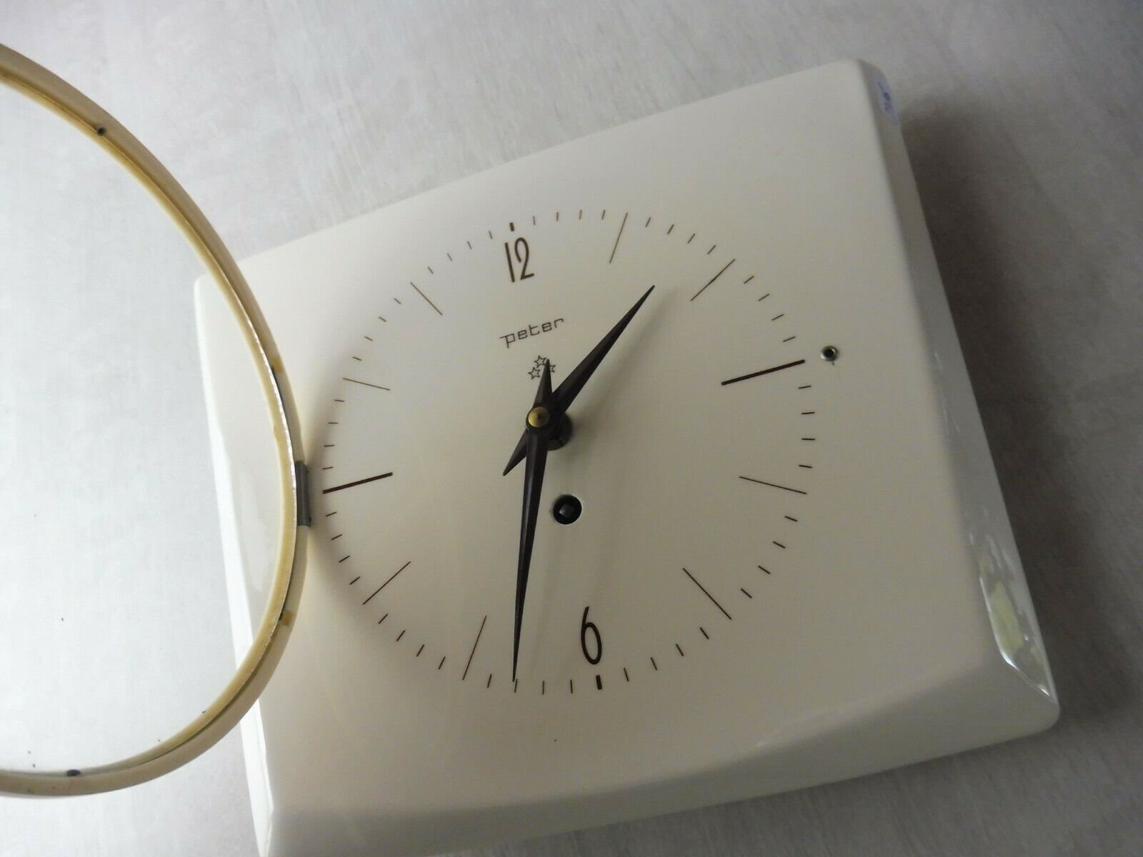 Old mechanical watch/clock, Peter, ceramic, vintage
