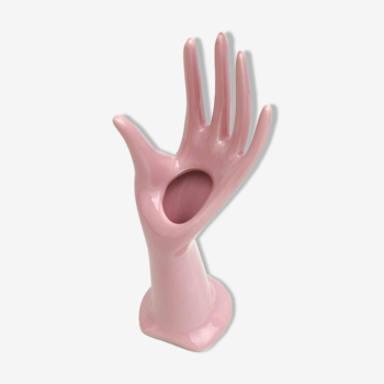 Porcelain pink hand baguier vase