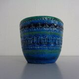 Italian Rimini Blue Ceramic Cachepot by Aldo Londi for Bitossi, 1960s