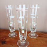 Set of 5 floral champagne glasses
