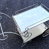 White wrought iron terrace or garden table.