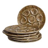 Six assiettes à huîtres faïence à l'émail mat, années 50