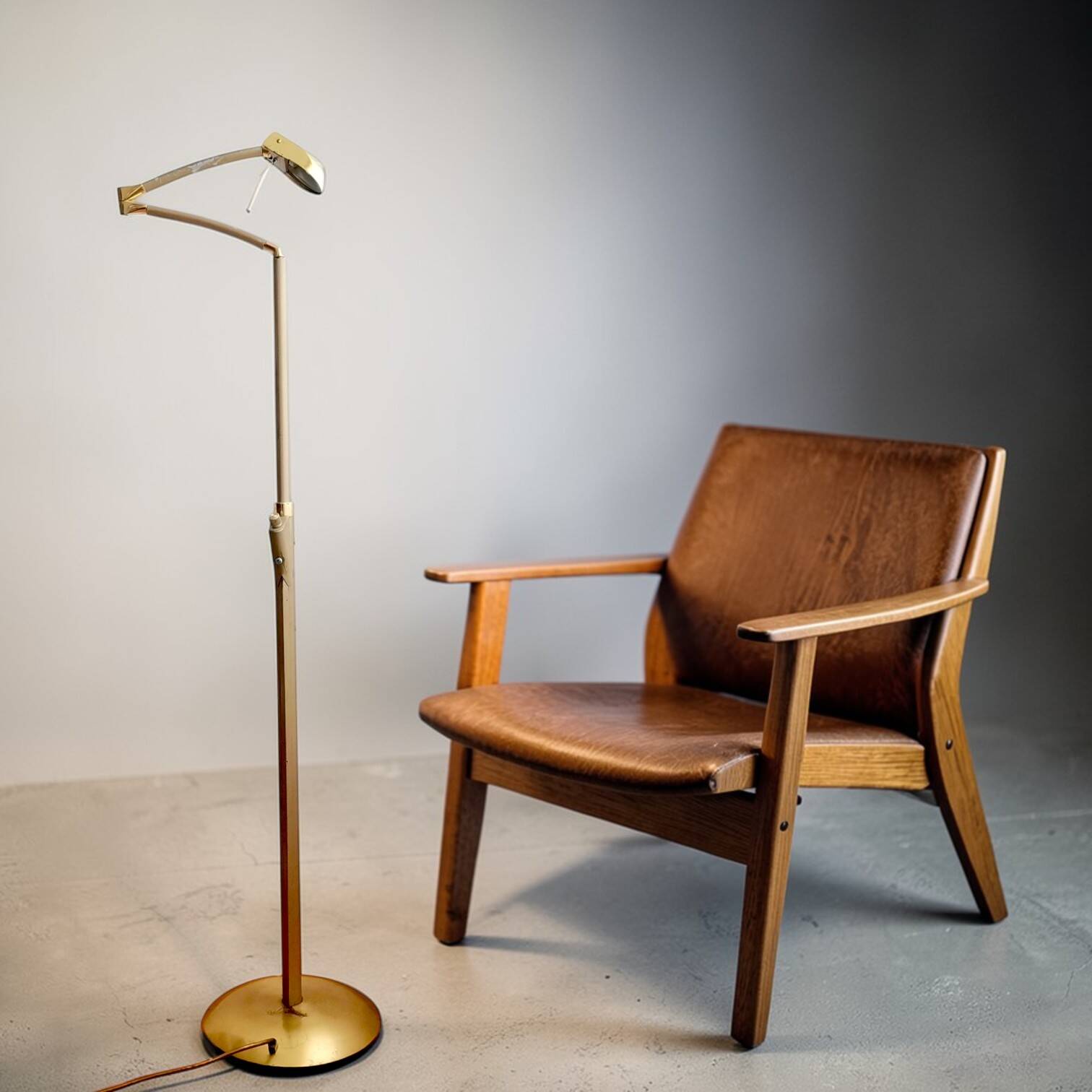 Adjustable swing arm modernist floor lamp