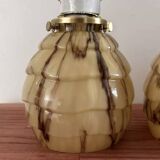 Pair of marbled opaline wall lights