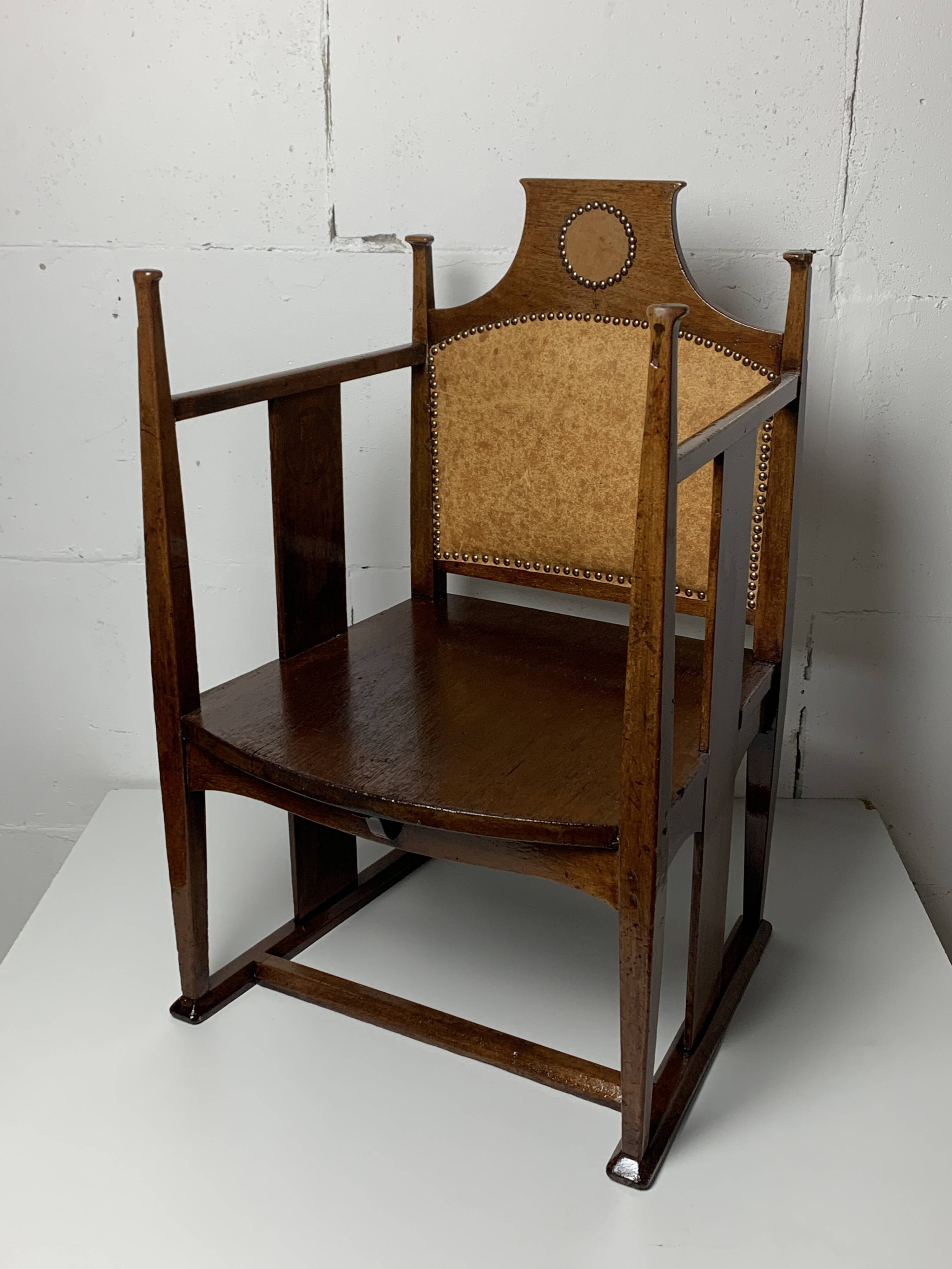 Chaise Arts and Crafts de William Birch par EG Punnett pour Liberty & Co. vers 1900