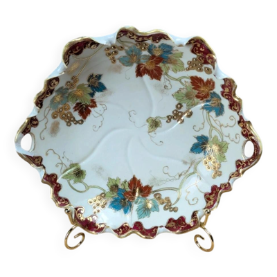 Plat décoratif ancien en porcelaine chinoise – dorures & décor polychrome