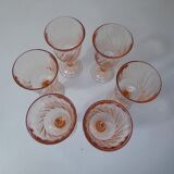 6 verres à pied rose torsadé Rosaline