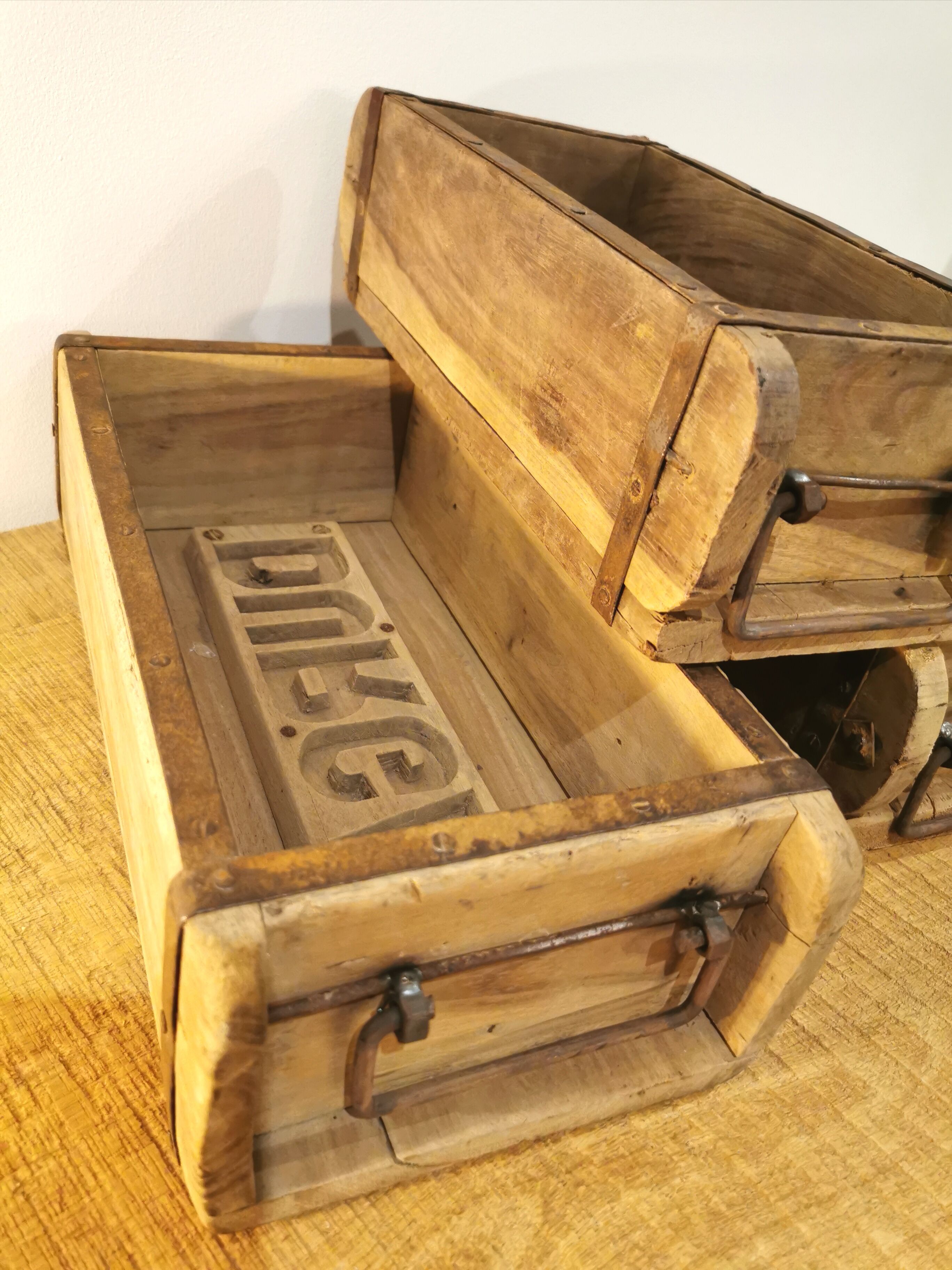 Set of 3 old brick moulds