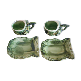 Pair of slip cups and saucers