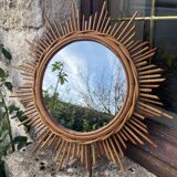 Vintage rattan sun mirror