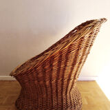 Wicker rattan armchair