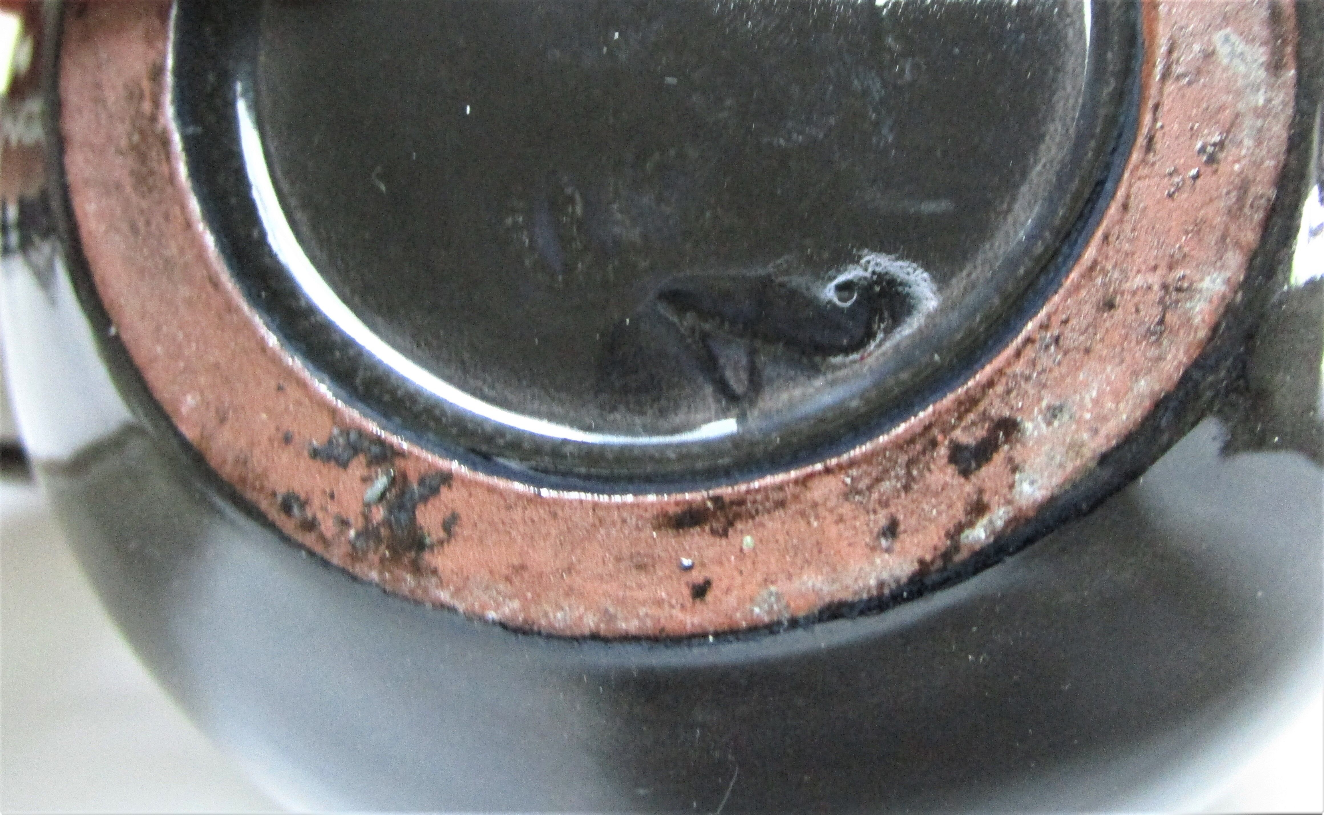 Three vintage ceramic lamps in blue, white and suede