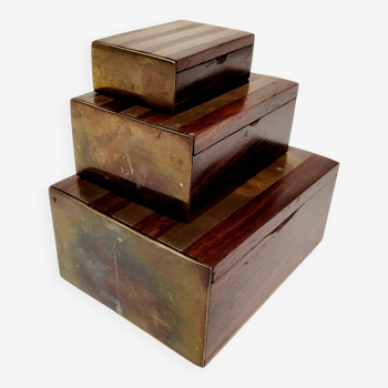 Wood & brass nesting boxes