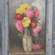 French Vintage signed oil painting of flowers