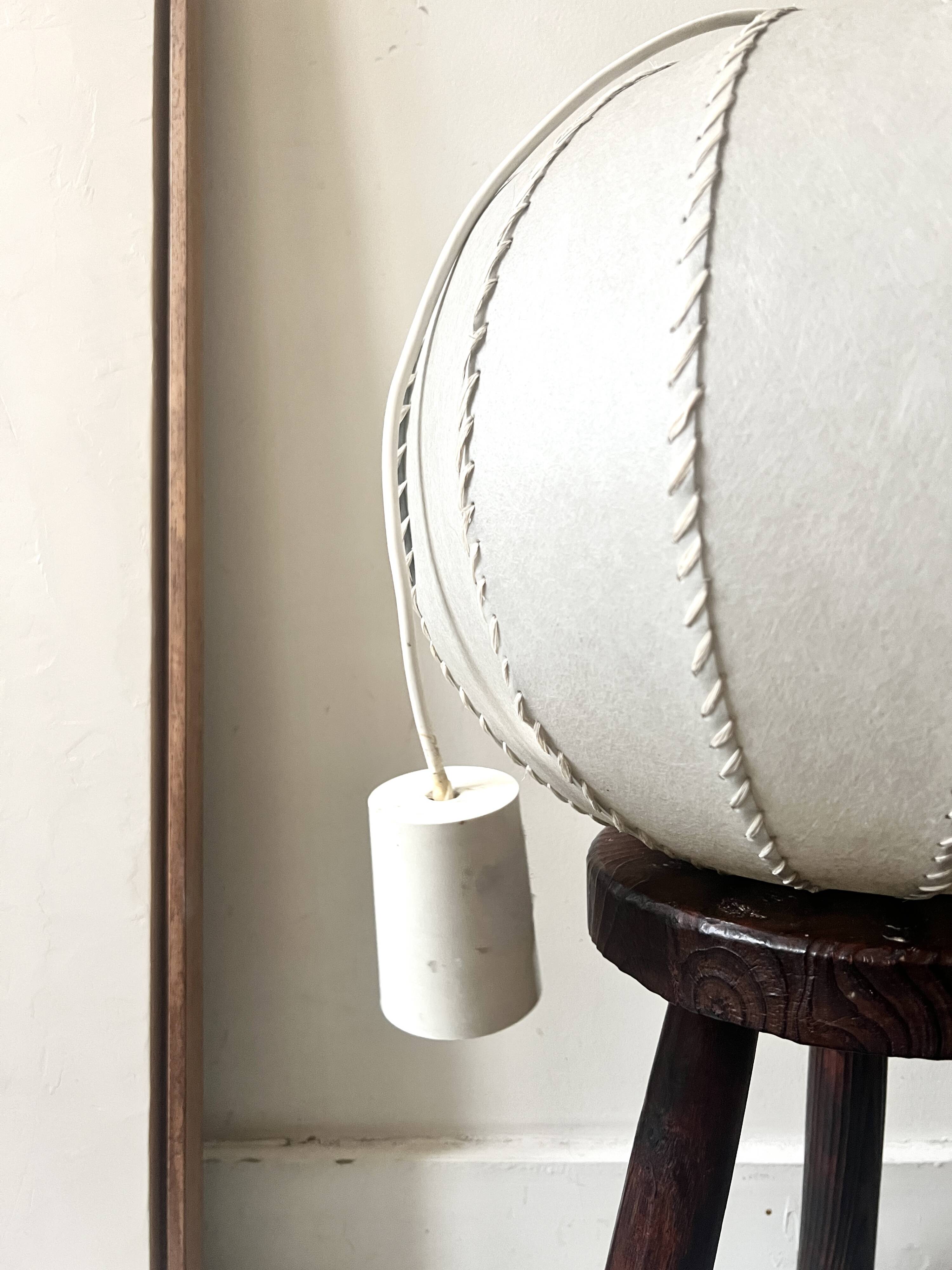 Italian suspension lamp, cocoon ball in resin, 1970s design.