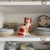 Staffordshire porcelain King Charles Cavalier dog in red, number 2, 19th century.