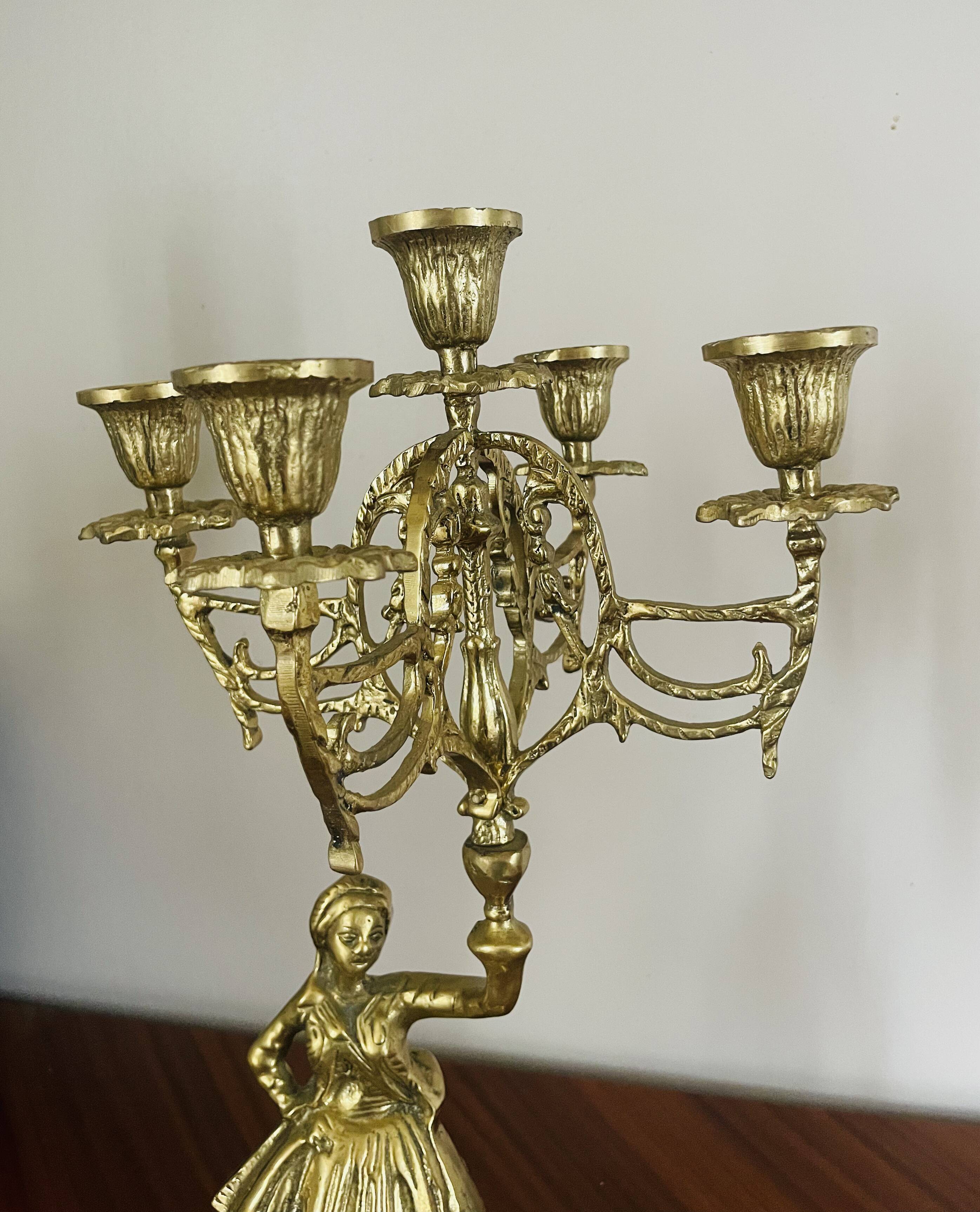 Pair of candelabra Candle holders Antique in gilded bronze style