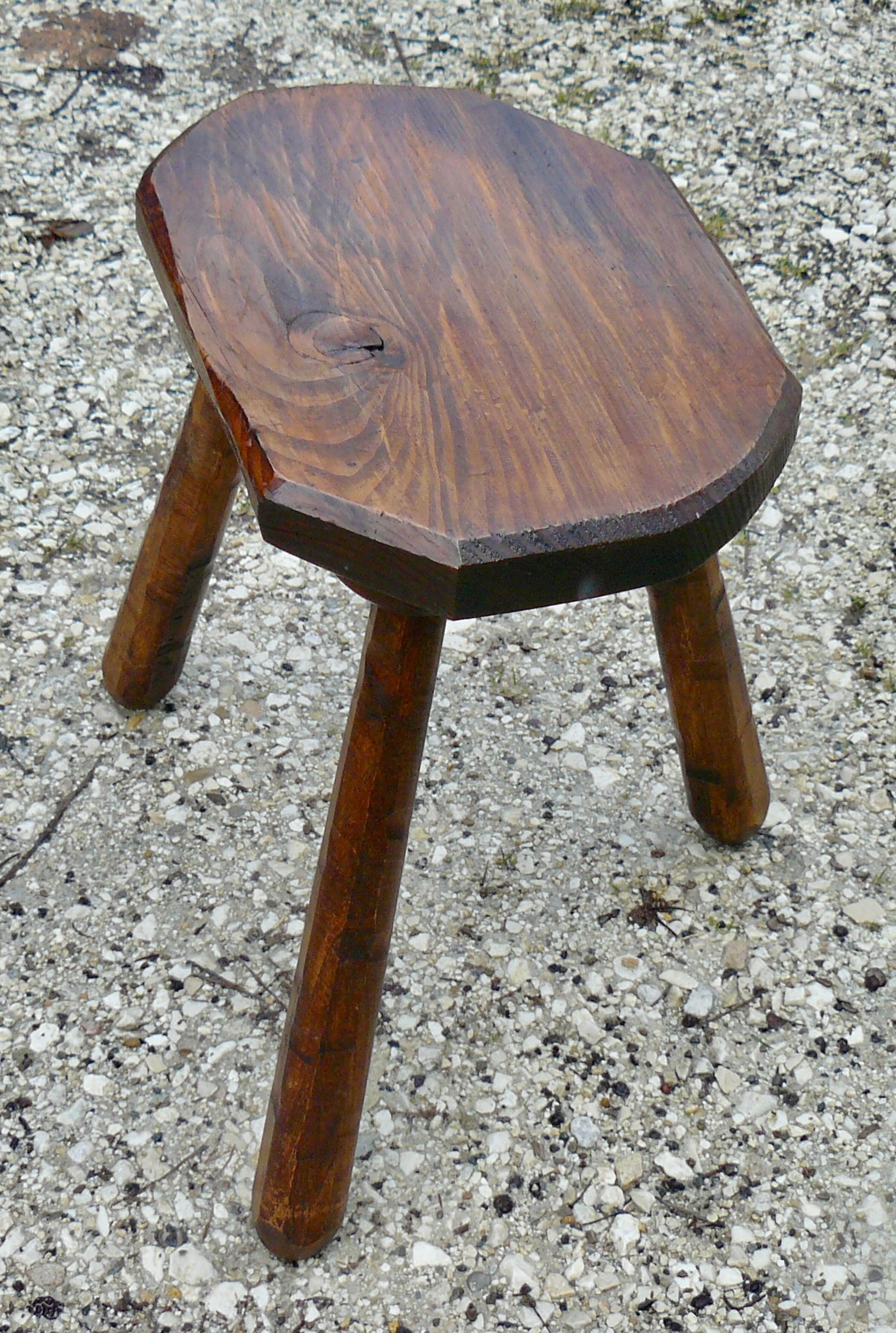 Vintage brutalist tripod stool 1960s